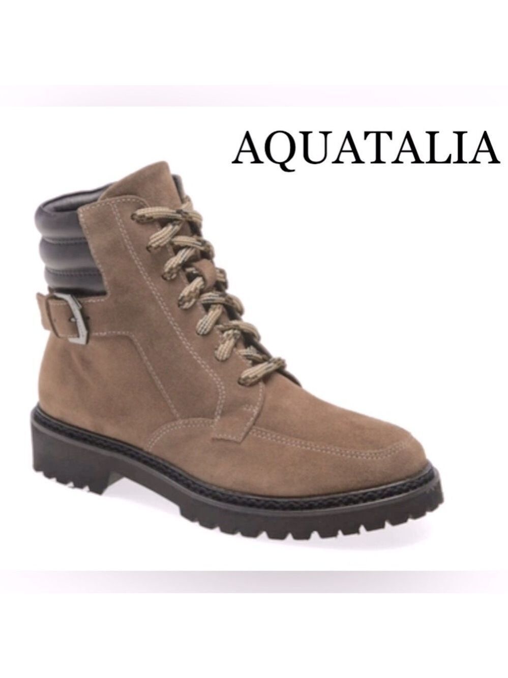 🔥NWOT🔥 AQUATALIA MAYRA WEATHERPROOF LACE-UP BOOT IN TAUPE/ BLACK W6